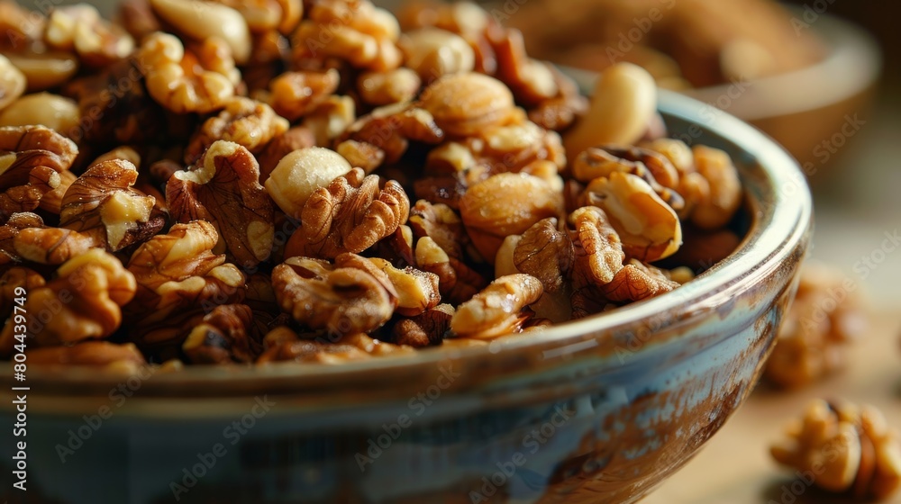 A bowl overflowing with buttery toasted nuts destined to become the star ingredient in a batch of irresistible cookies or brownies. A bowl overflowing with buttery toasted nuts destined to become the star ingredient in a batch of irresistible cookies or brownies.