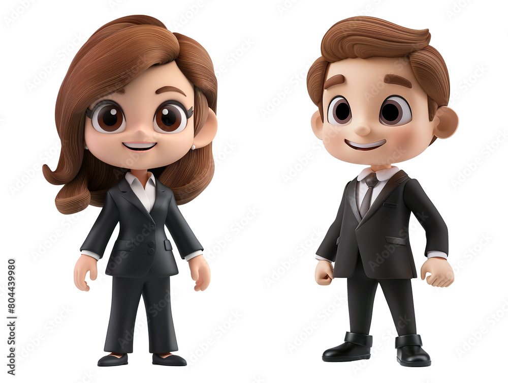 Cartoon two business people isolated background Cartoon two business people isolated background