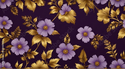 purple flowers and leaves are arranged on a purple surface