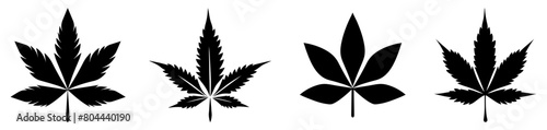Cannabis hemp leaf icons. Vector illustration isolated on white background