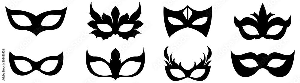 Set of carnival masks icons. Design for party, parade and carnival. Vector illustration isolated on white background Set of carnival masks icons. Design for party, parade and carnival. Vector illustration isolated on white background