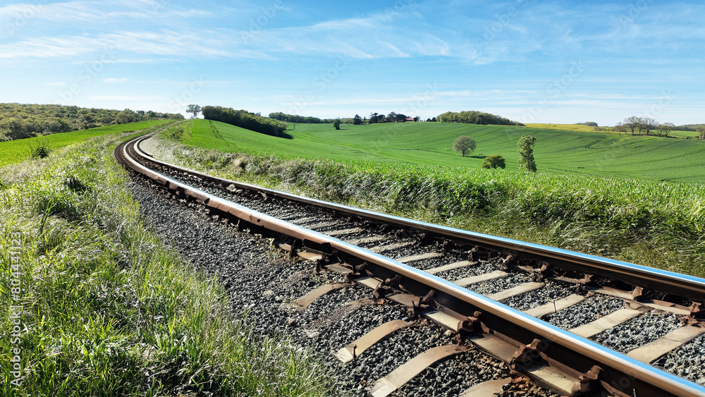 Fototapeta premium Chemin de fer et campagne