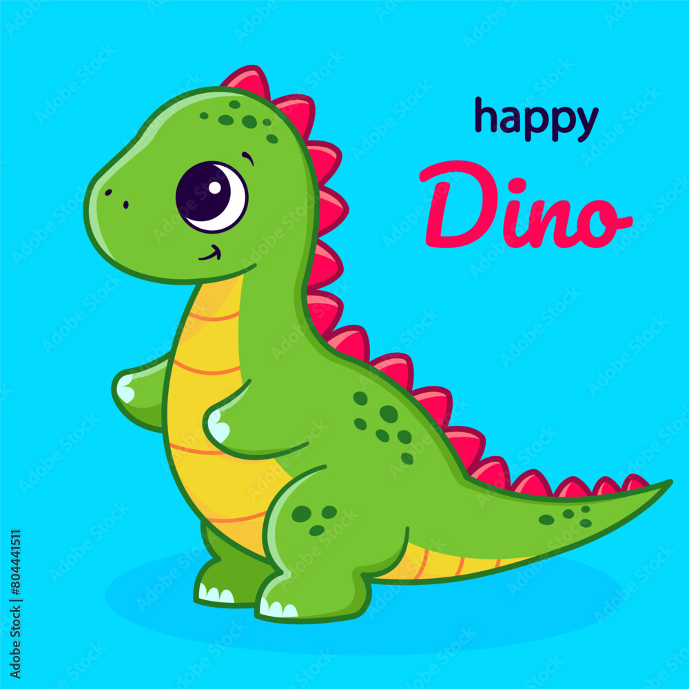 Little cute dinosaur. Illustration for children. For poster, stickers, card, game. Little cute dinosaur. Illustration for children. For poster, stickers, card, game.