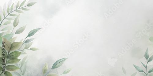 Digital painting of leaves on white background with blank area for text
