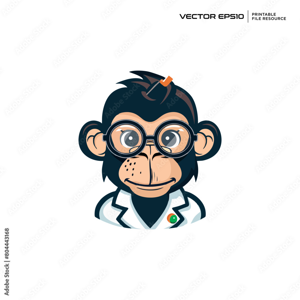 cute monkey doctor, character, mascot, logo, vector, design, illustration, eps 10