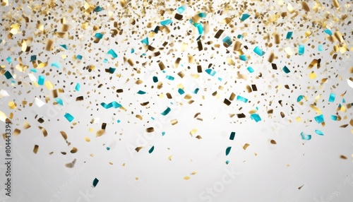 'isolated Realistic pattern transparent falling confetti seamless decorative background shiny gold celebration abstract anniversary birthday bor' photo
