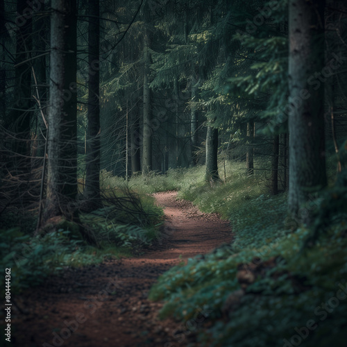 Mystical Forest Pathway in Twilight Hues