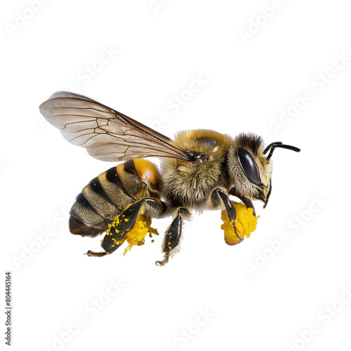 Honey Bee isolated on transparent background, Generative ai