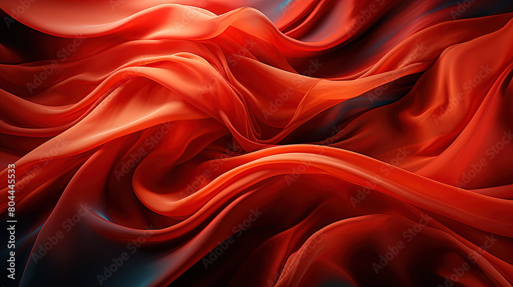 Beautifully Fluttering Red Color Fabric Heavenly in Space With Delicate Folds on Blurry Background Beautifully Fluttering Red Color Fabric Heavenly in Space With Delicate Folds on Blurry Background