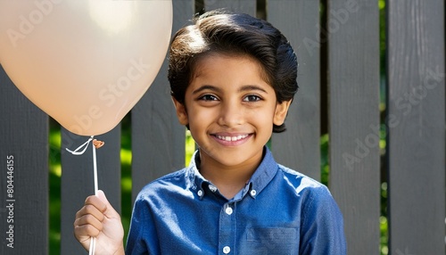 Niño felic con globo. Cumpleaños photo