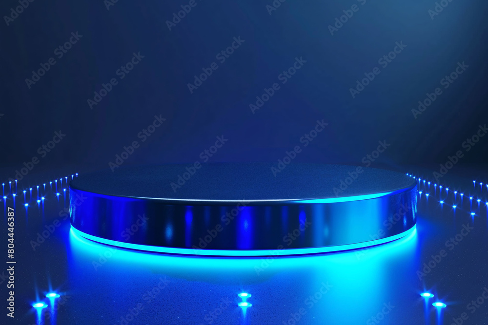 3D technological sense blue glowing science fiction e-commerce display stand simple creative space scene background material