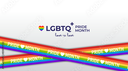 LGBT Pride Month in June. Rainbow flag pride month wallpaper. Symbol of pride month. Lesbian Gay Bisexual Transgender. Design for poster, flyer, web, banner, template. Vector Illustration.