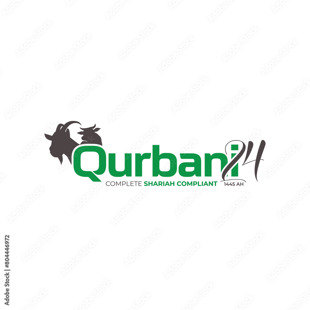 Goat and bull head with qurbani logo for eid ul adha, Vector, Isolated on white background Goat and bull head with qurbani logo for eid ul adha, Vector, Isolated on white background