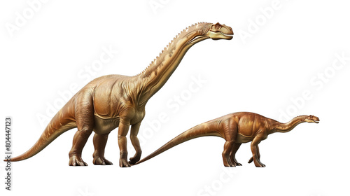 Brachiosaurus and Diplodocus isolated on white background.