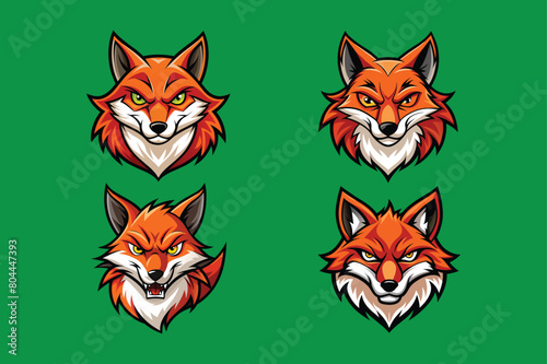 angry fox head-vector icons illustration
