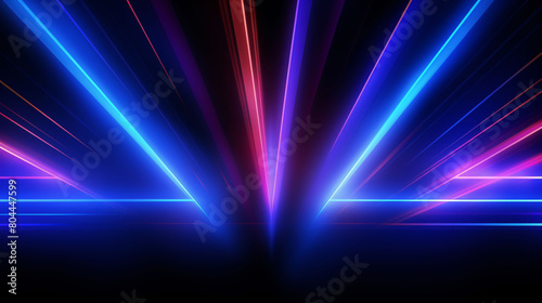 Lights and stripes moving fast on dark background, futuristic technology colorful background