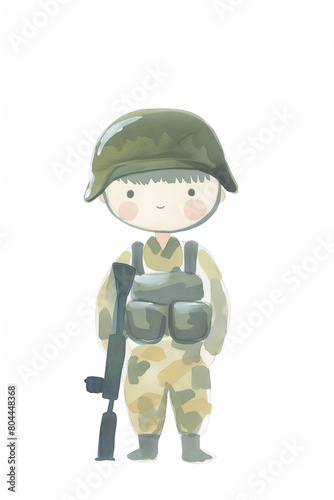 Soldado em aquarela no fundo branco - Poster Infantil © Vitor