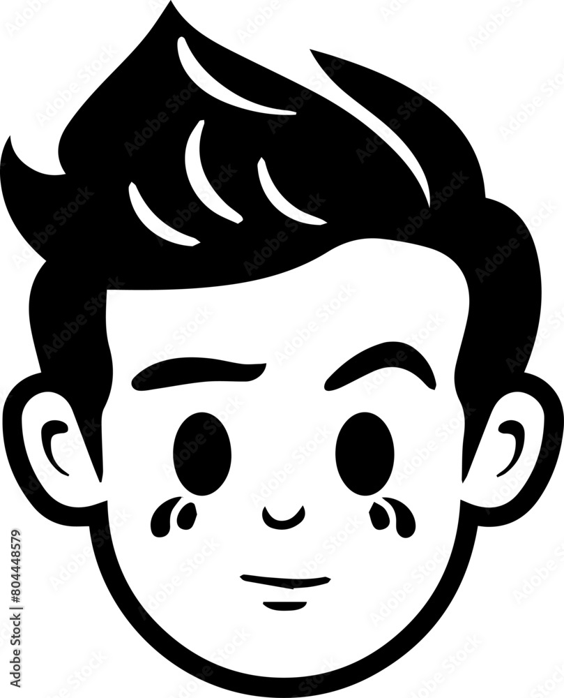 black and cartoon illustration of a boy black and cartoon illustration of a boy