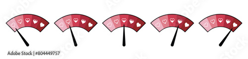 Love meter indicator heart levels 1 to 5