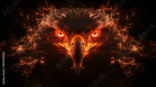 Close-up portrait of a light fire bald eagle.