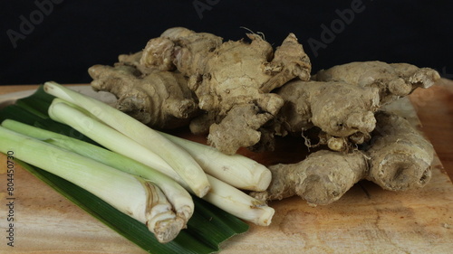 Ginger and lemongrass, ingredients for making ginger tea or wedang jahe photo