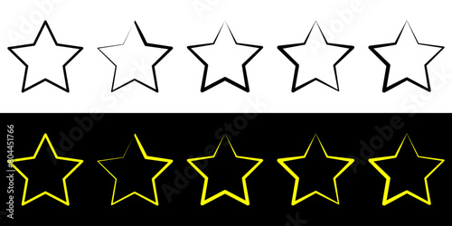 Five star rating badge, review rating, customer feedback.