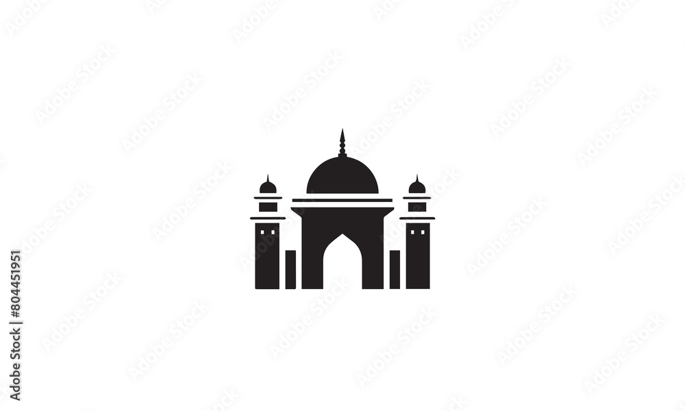 Mosque logo black simple flat icon on white background Mosque logo black simple flat icon on white background
