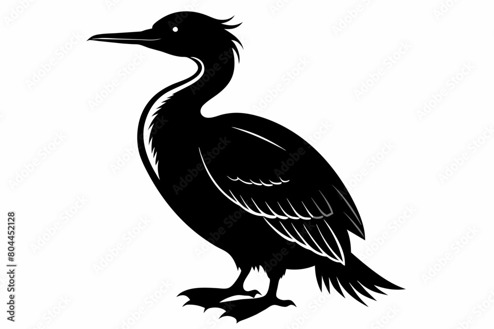 Cormorant silhouette on white background, Vector illustration, icon, svg, characters, Holiday t shirt, Hand drawn trendy Vector illustration Cormorant silhouette on white background, Vector illustration, icon, svg, characters, Holiday t shirt, Hand drawn trendy Vector illustration