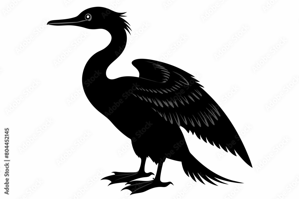 Cormorant silhouette on white background, Vector illustration, icon, svg, characters, Holiday t shirt, Hand drawn trendy Vector illustration Cormorant silhouette on white background, Vector illustration, icon, svg, characters, Holiday t shirt, Hand drawn trendy Vector illustration