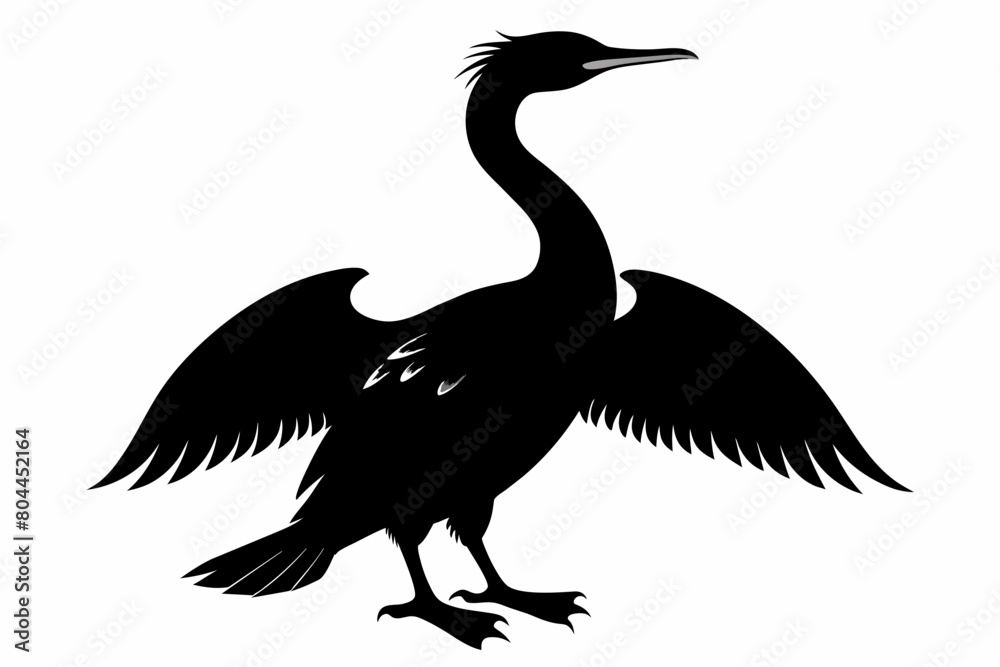 Cormorant silhouette on white background, Vector illustration, icon, svg, characters, Holiday t shirt, Hand drawn trendy Vector illustration Cormorant silhouette on white background, Vector illustration, icon, svg, characters, Holiday t shirt, Hand drawn trendy Vector illustration