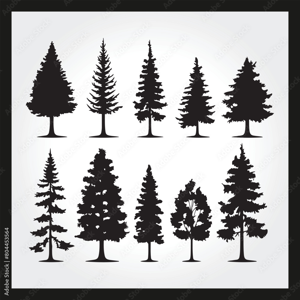 Obraz premium PrinPine silhouette set Clipart on a hex color backgroundt