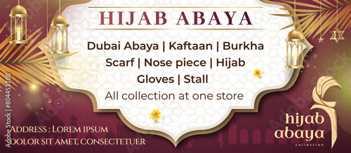 Vector hijab abaya banner hijab logo abaya logo islamic cloth bnanner scarf gloves burkha post