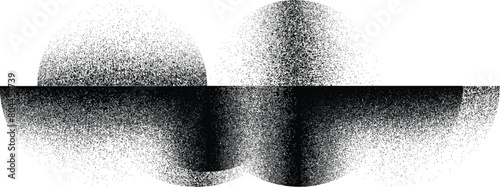 Distorted geometric half circle . Minimal art design . Noise destroyed logo . Trendy grainy shapes . Graph print noise texture .Spray effect .Grunge texture . Distressed element .vector 