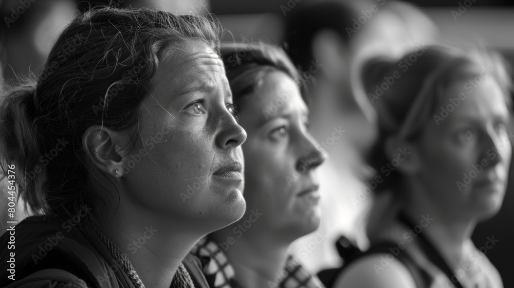 Visitors take a moment to study a striking black and white photograph its subject matter open to interpretation. Visitors take a moment to study a striking black and white photograph its subject matter open to interpretation.