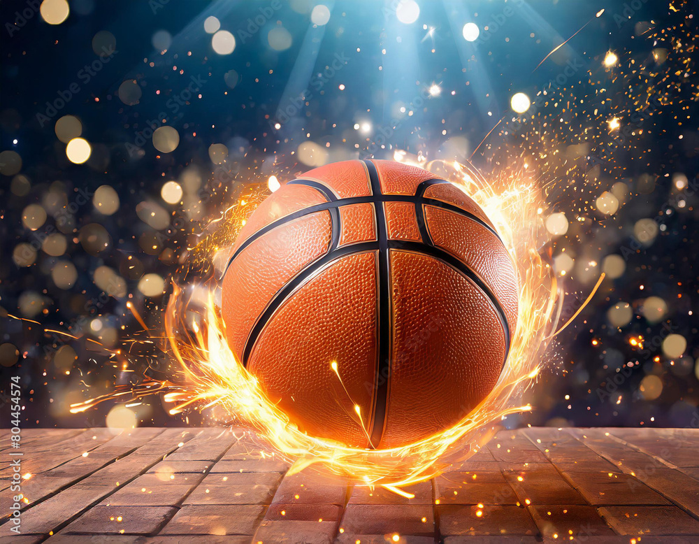 Basketball ball with fire effect and sparks Basketball ball with fire effect and sparks