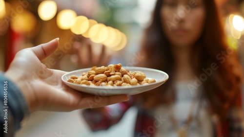 Closeup view of a plate of allergenic nuts