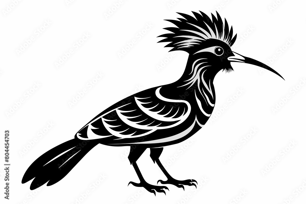 Hoopoe silhouette on white background, Vector illustration, icon, svg, characters, Holiday t shirt, Hand drawn trendy Vector illustration Hoopoe silhouette on white background, Vector illustration, icon, svg, characters, Holiday t shirt, Hand drawn trendy Vector illustration