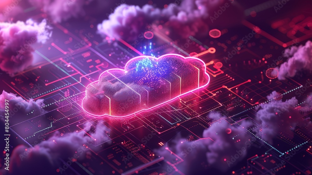 custom made wallpaper toronto digitalAn artistic illustration of cloud computing of magenta and purple