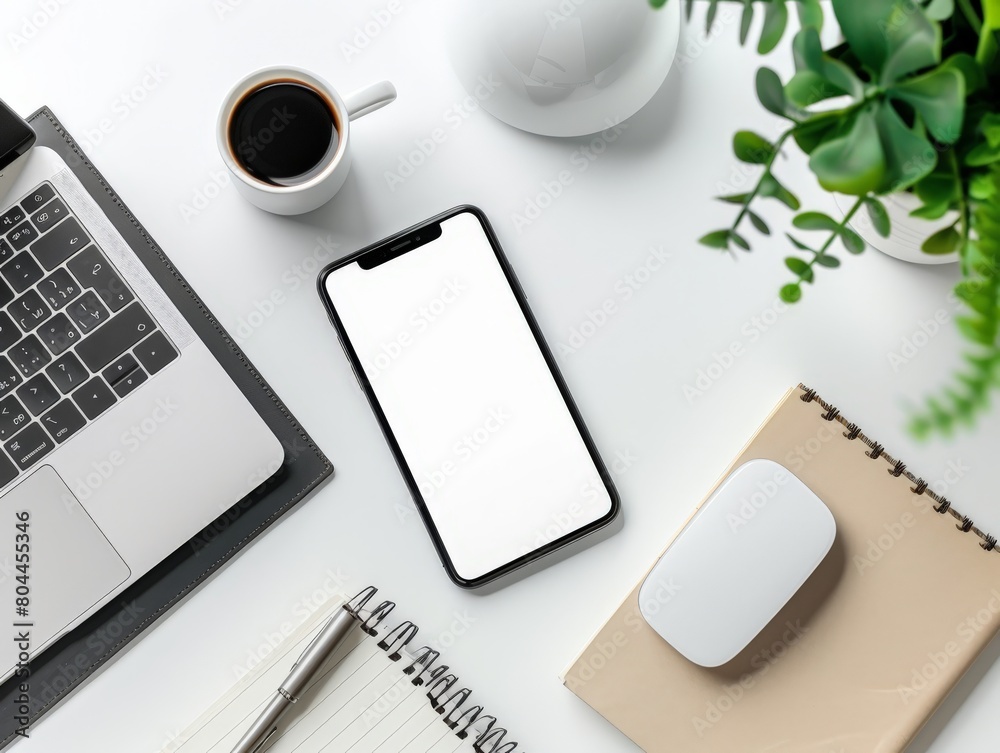 Minimalist office desk setup with a sleek lamp, notebook, and smartphone on a clean surface. Minimalist office desk setup with a sleek lamp, notebook, and smartphone on a clean surface.