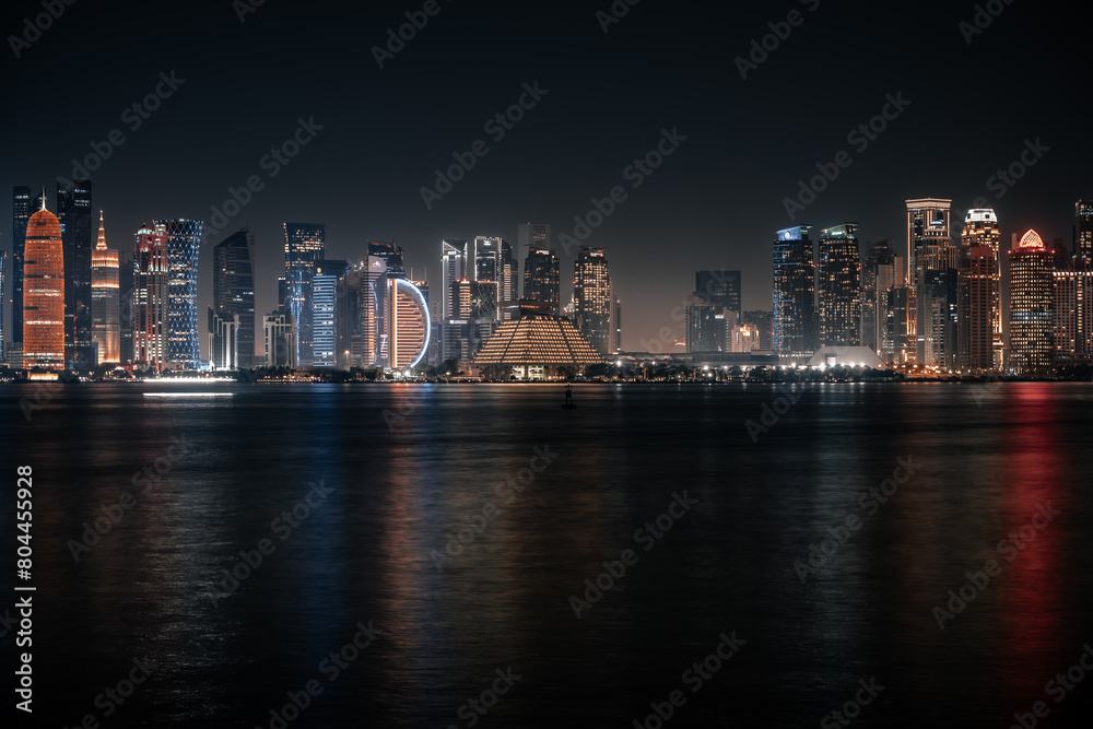 Naklejka premium Doha Skyline at Night