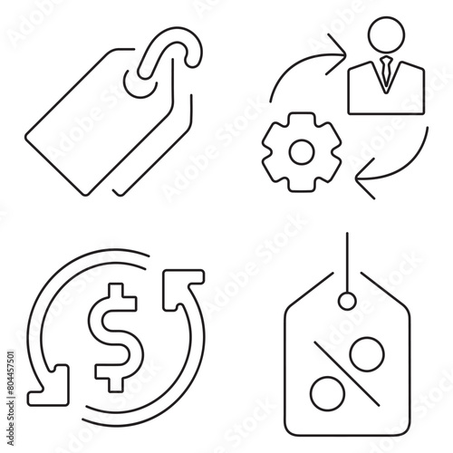 Group of black finance icons on a white background. Vector illustration.