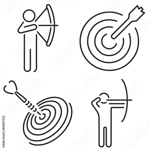 A group of black accuracy icons on a white background. Vector illustration.