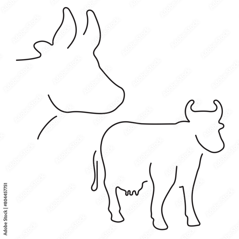 Group of black cow icons on a white background. Vector illustration. Group of black cow icons on a white background. Vector illustration.