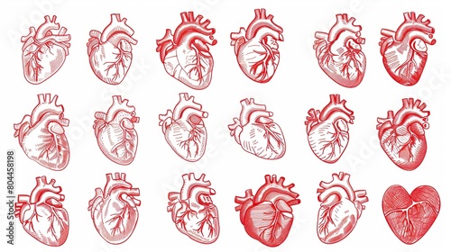 Artistical illustration vector drawing of human heart photo