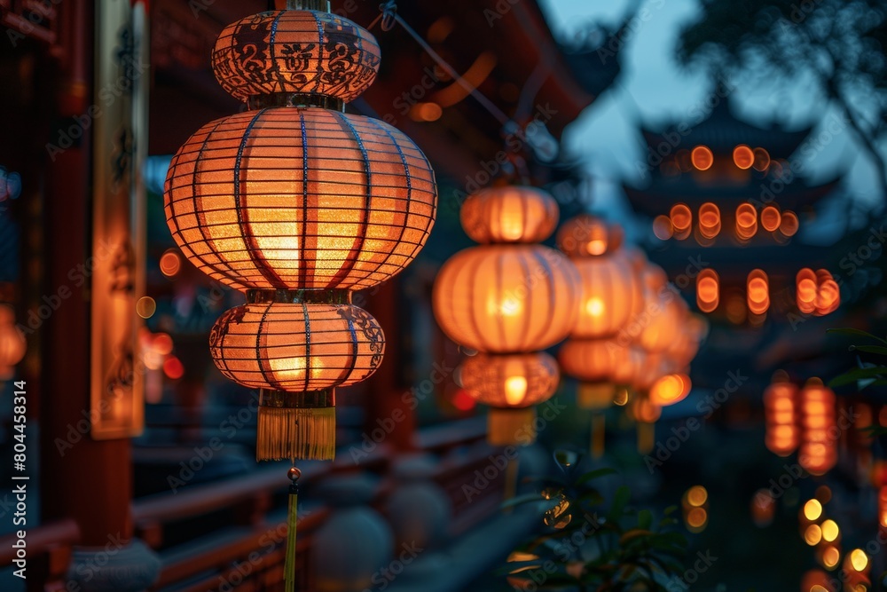 Lanterns floating in the air at buddhas birthday temple fair Lanterns floating in the air at buddhas birthday temple fair