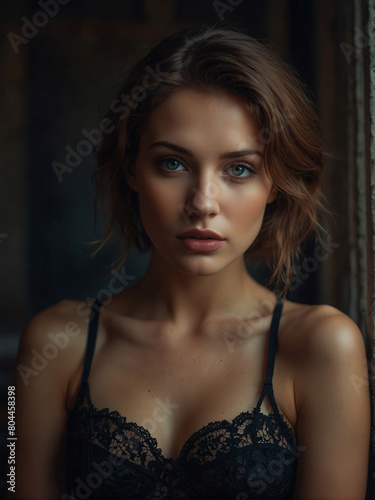 Elegant Woman with Long Hair in Indoor Portrait Photo Shoot