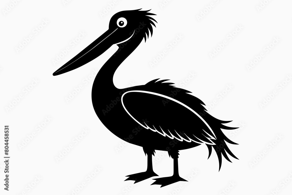pelican silhouette on white background, Vector illustration, icon, svg, characters, Holiday t shirt, Hand drawn trendy Vector illustration pelican silhouette on white background, Vector illustration, icon, svg, characters, Holiday t shirt, Hand drawn trendy Vector illustration