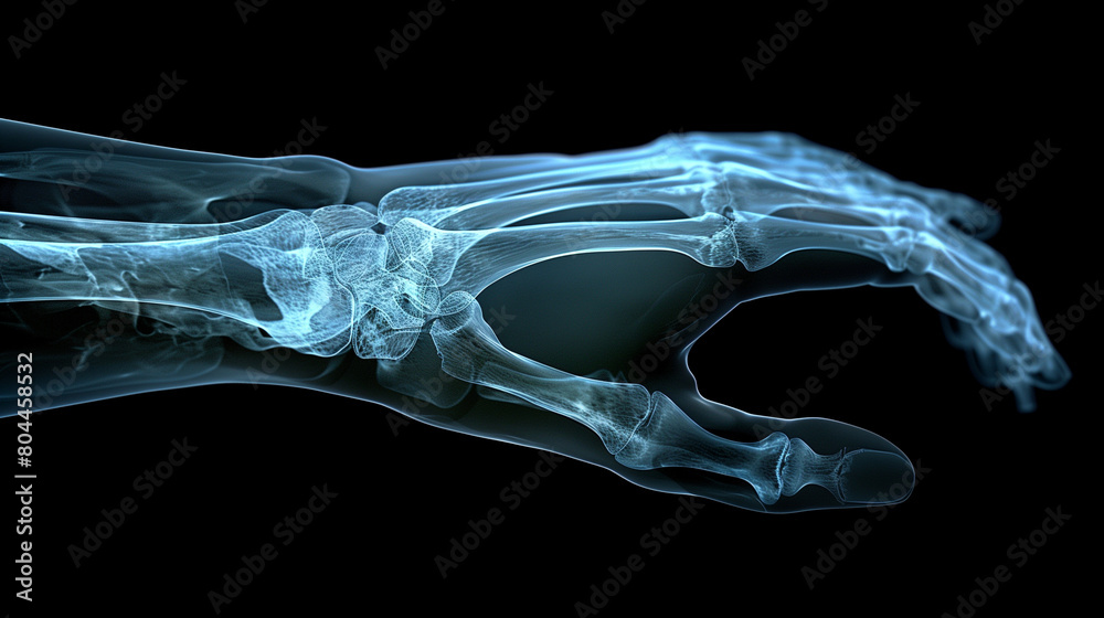 X-ray image of finger bone, Generative AI X-ray image of finger bone, Generative AI