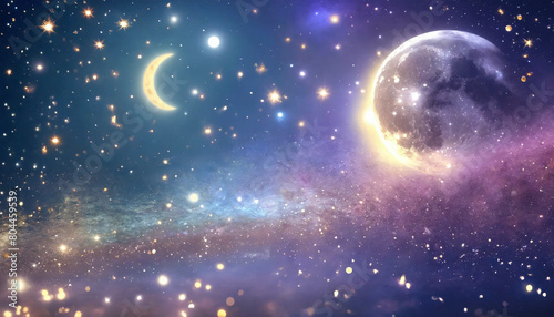 Beautiful night  moon  landscape for therapy website - AI generated