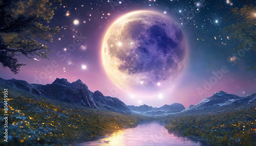 Beautiful night, moon, landscape for therapy website - AI generated © Nélia Cruz